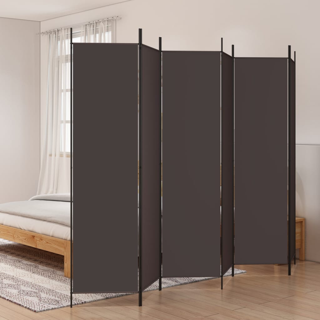Parawan 6-panelowy, brązowy, 300x200 cm, tkanina vidaXL