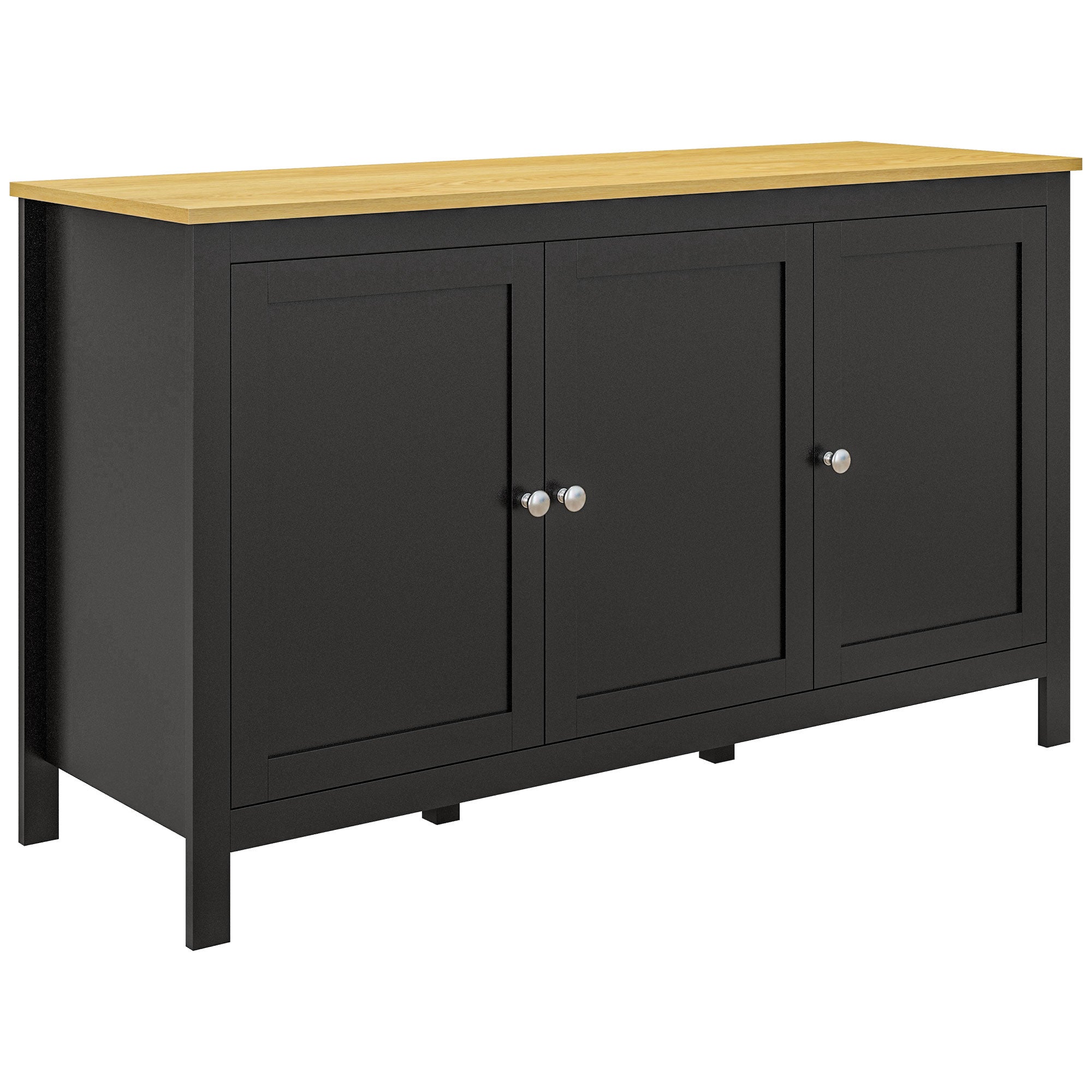 3-Drzwi Sideboard salon Sideboard z Regulowany Półki dla kuchnia, Entryway, jadalnia Czarny 120x40x70 cm