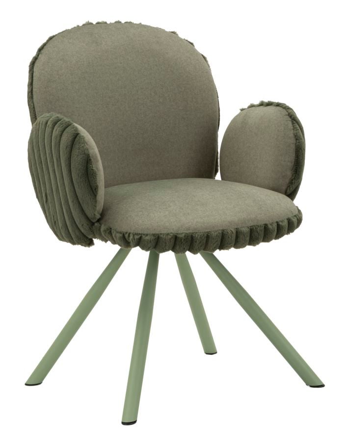 Krzesło Stockholm -B- zielone, zestaw 2 szt. z żelaza i poliestru z podłokietnikami, nowoczesny design - kolekcja Modern