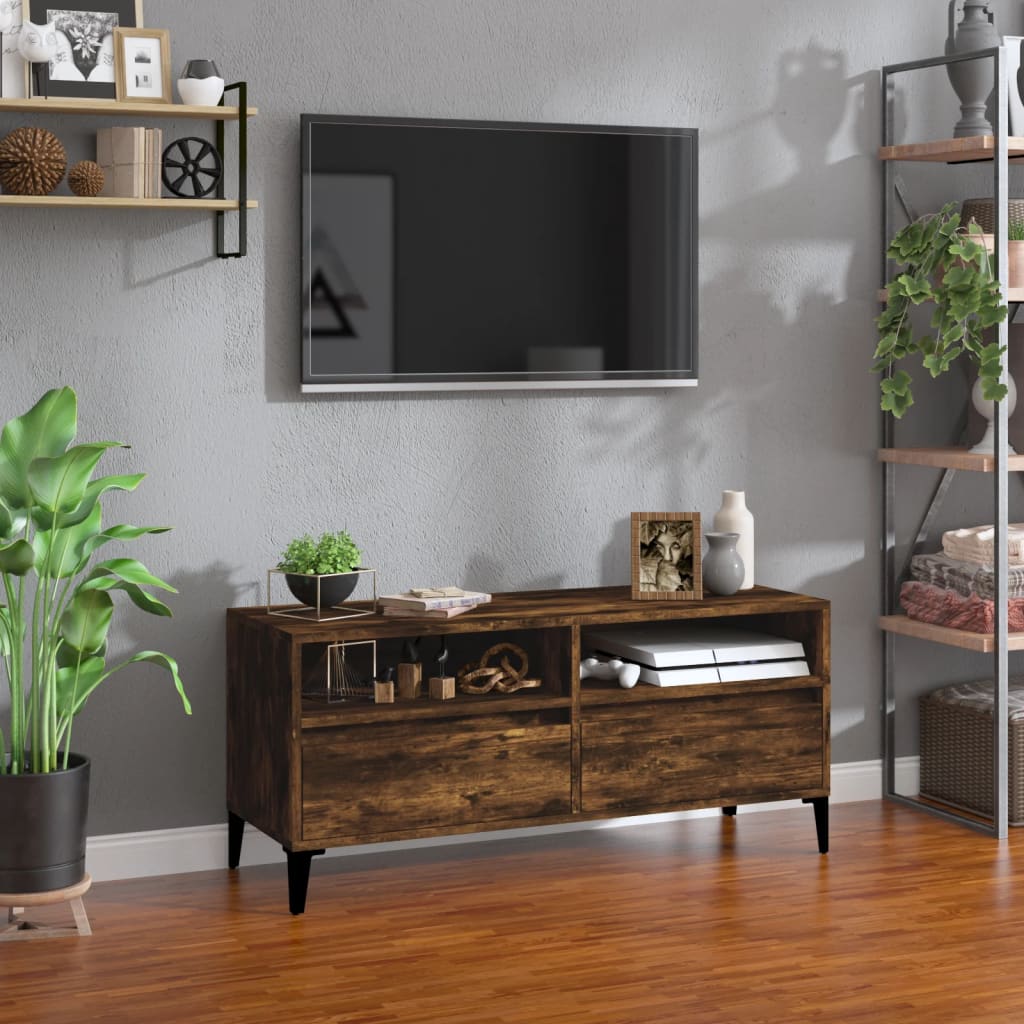 vidaXL Szafka TV, przydymiony dąb, 100x34,5x44,5 cm