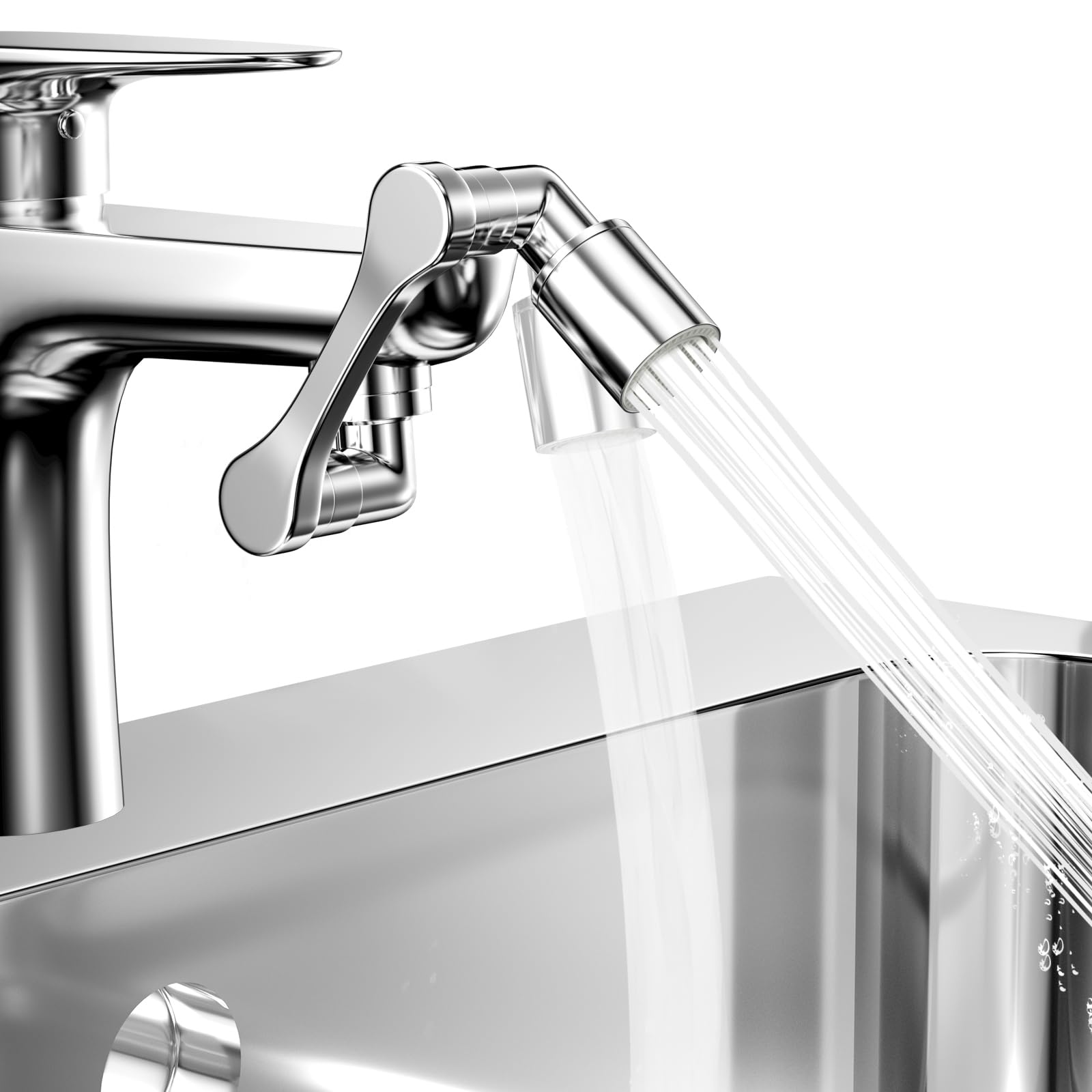Obrotowa przedłużka kranu 1080°, wielofunkcyjny perlator z 2 trybami, obrotowy aerator do kranu w kuchni lub umywalce, uniwersalny adapter