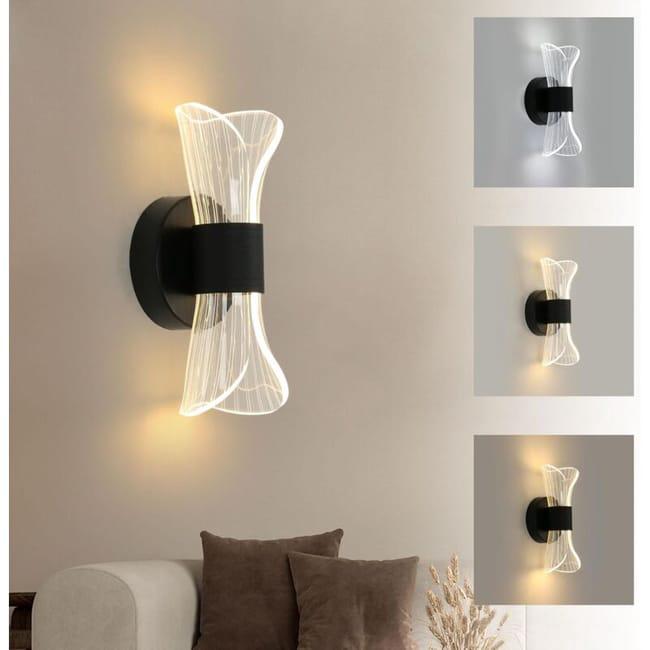 Ściemnialna lampa ścienna LED do wnętrz, 10 W, nowoczesna, kreatywna lampa ścienna LED, akrylowa oprawa ścienna, czarna [klasa energetyczna E]