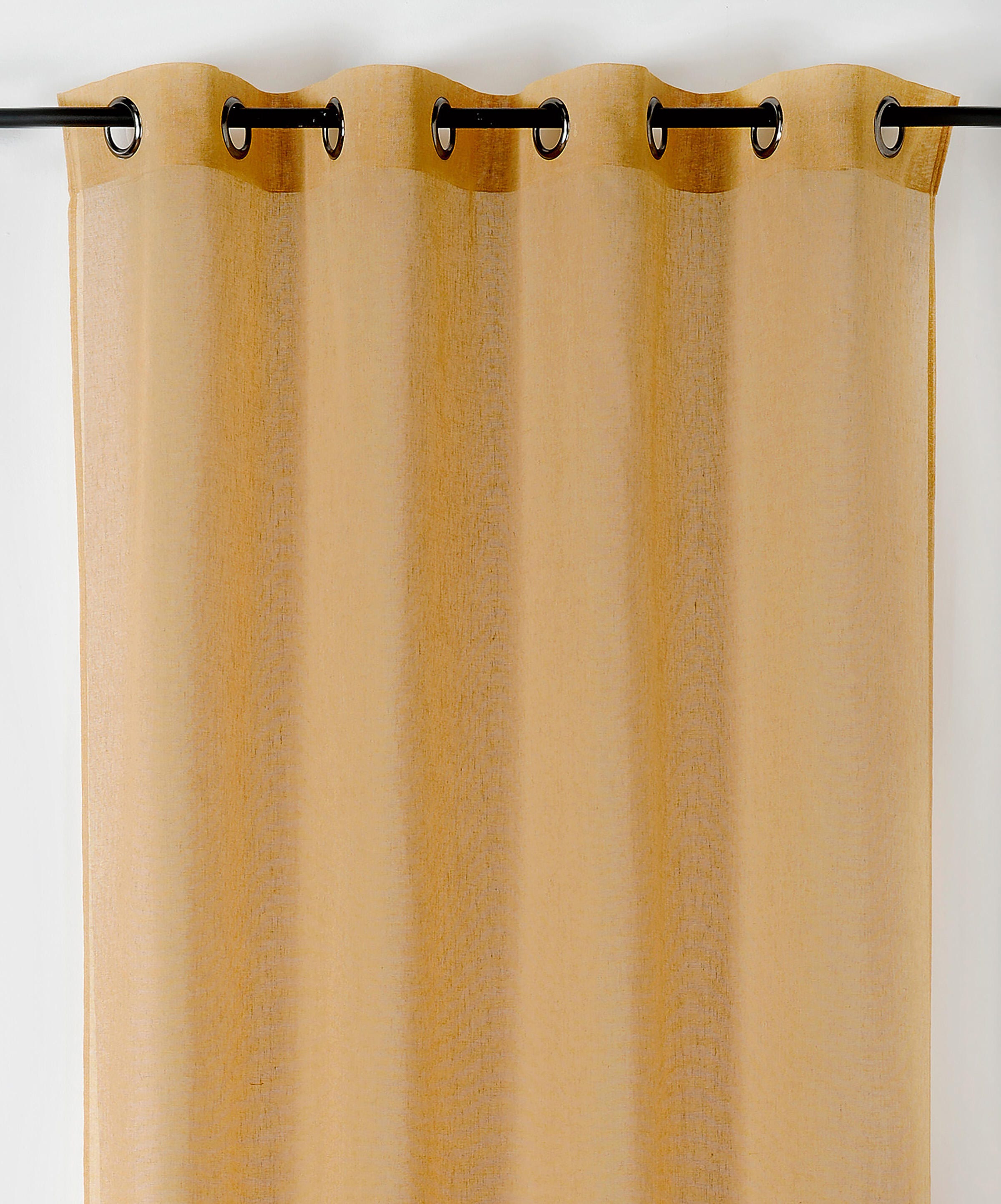 Półprzezroczysta firana, bawełniany Chambray, żółta, wys. 240 x szer. 145 cm