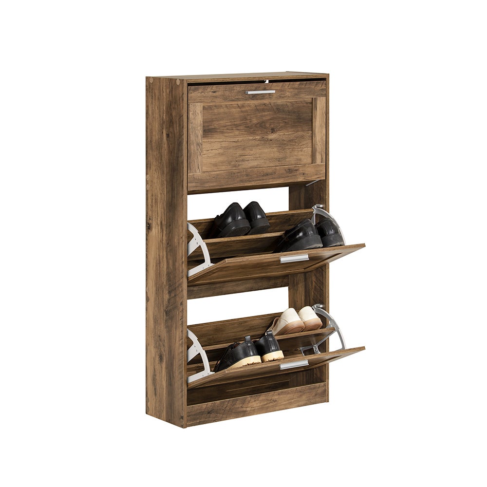 SoBuy Szafka na Buty Stojak z 3 Klapami Loft do przedpokoju FSR137-L-F