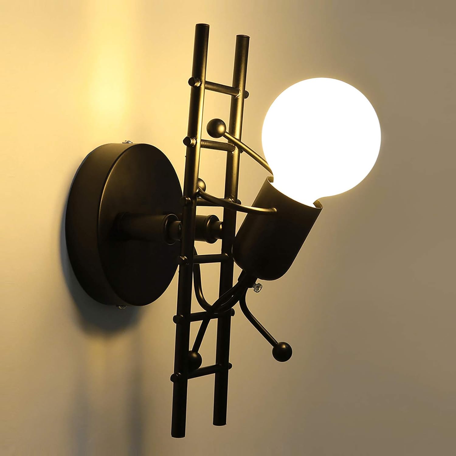 E27 Noir (Żarówka nie dołączona) Kreatywny Humanoidalny Kinkiet Wewnętrzny Lampa Ścienna Nowoczesna Lampa Ścienna Art Déco Max 60W do Sypialni
