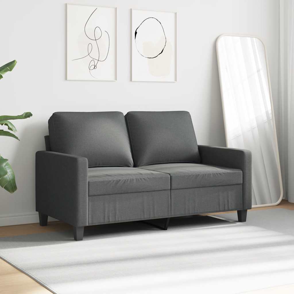Sofa 2-osobowa, ciemnoszara, 120 cm, tapicerowana tkaniną