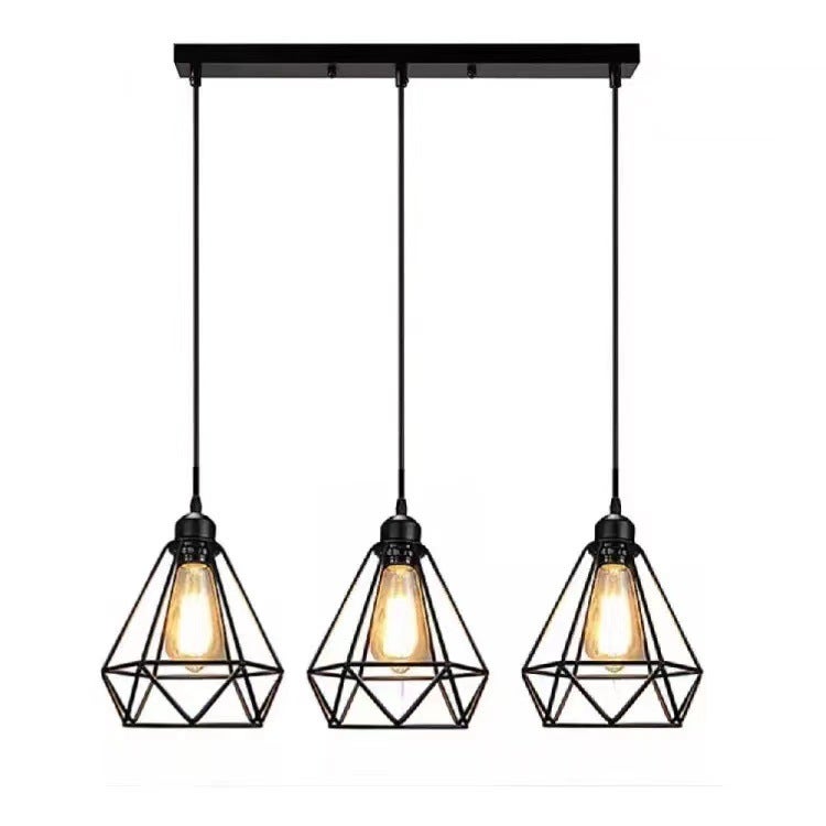 Lampa wisząca w stylu industrialnym na szynie, z 3 źródłami światła i metalowym kloszem, idealna do sypialni lub kuchni. Długość całkowita: 150 cm.