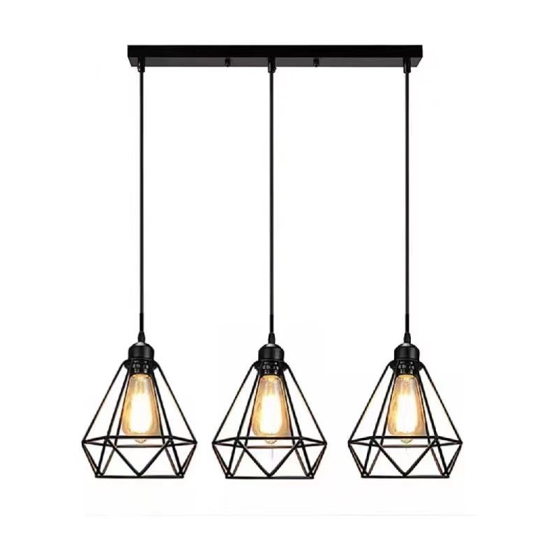 Lampa wisząca w stylu industrialnym na szynie, z 3 źródłami światła i metalowym kloszem, idealna do sypialni lub kuchni. Długość całkowita: 150 cm.