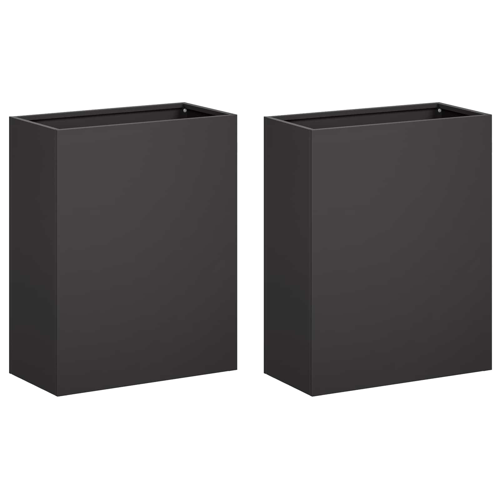 2x Donica Ogrodowa Stalowa 40x20x40 cm Czarna na Taras na Balkon na Kwiaty