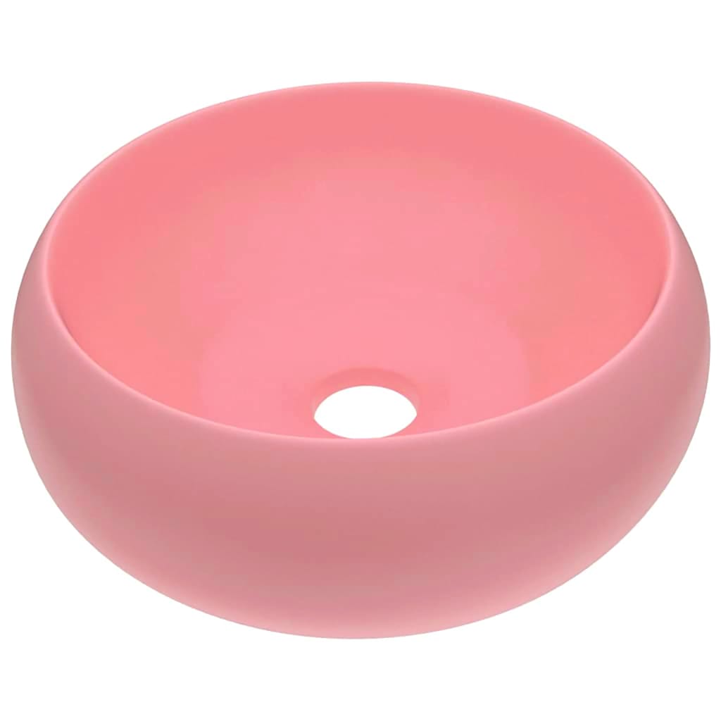 Umywalka Nablatowa Ceramiczna Okrągła Różowa do Łazienki 40 cm