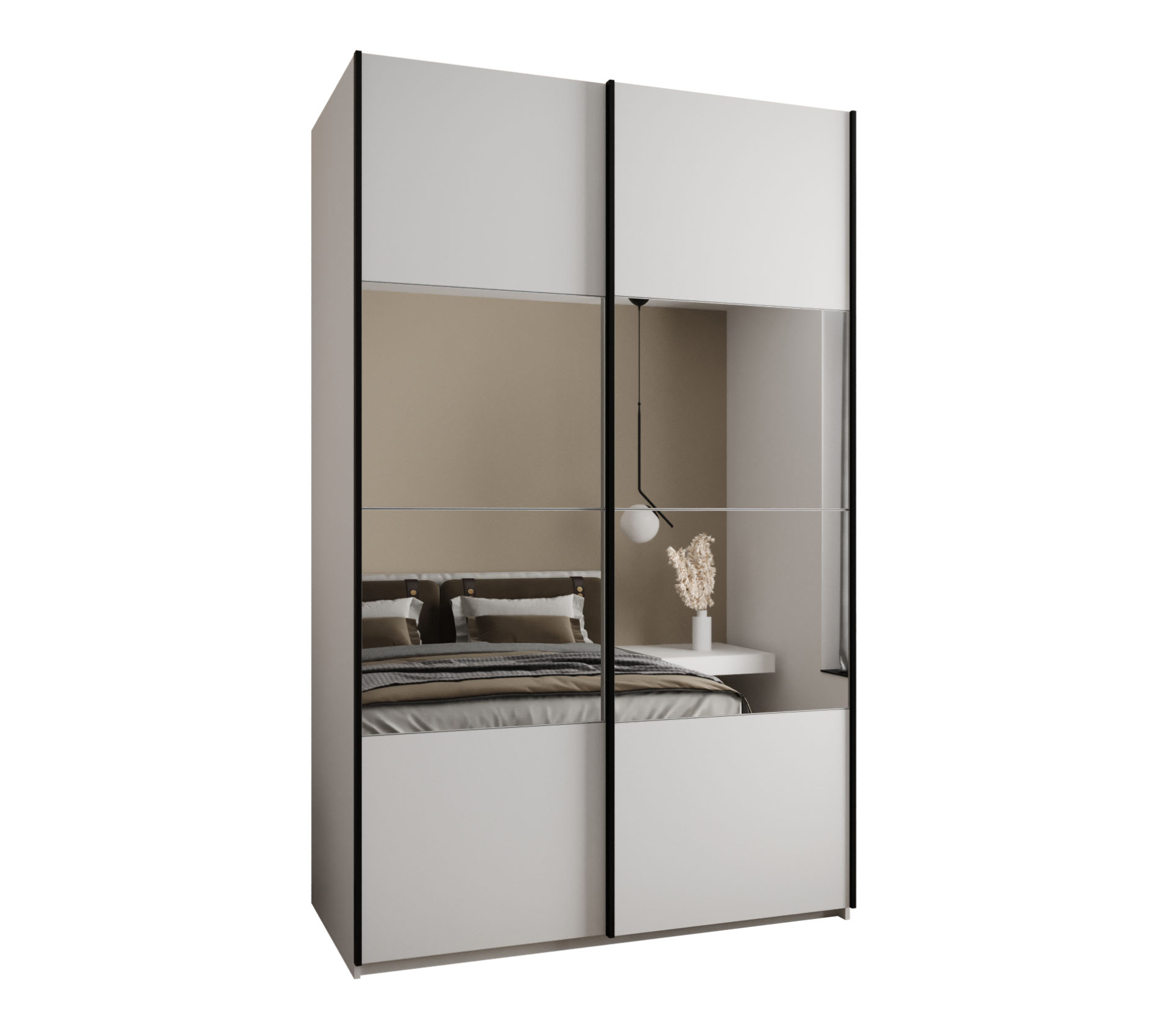 Szafa przesuwna wysoka Lux 4 160 x 64 x 245,5 cm biały + biały + u. czarny - Abiks Meble