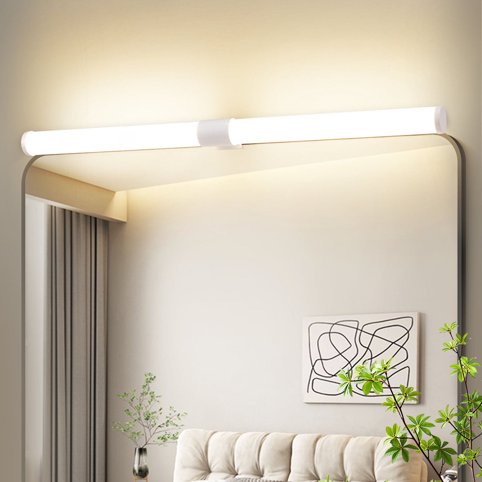 HAWUE Białe lustro łazienkowe LED – 8W 4000K 60cm