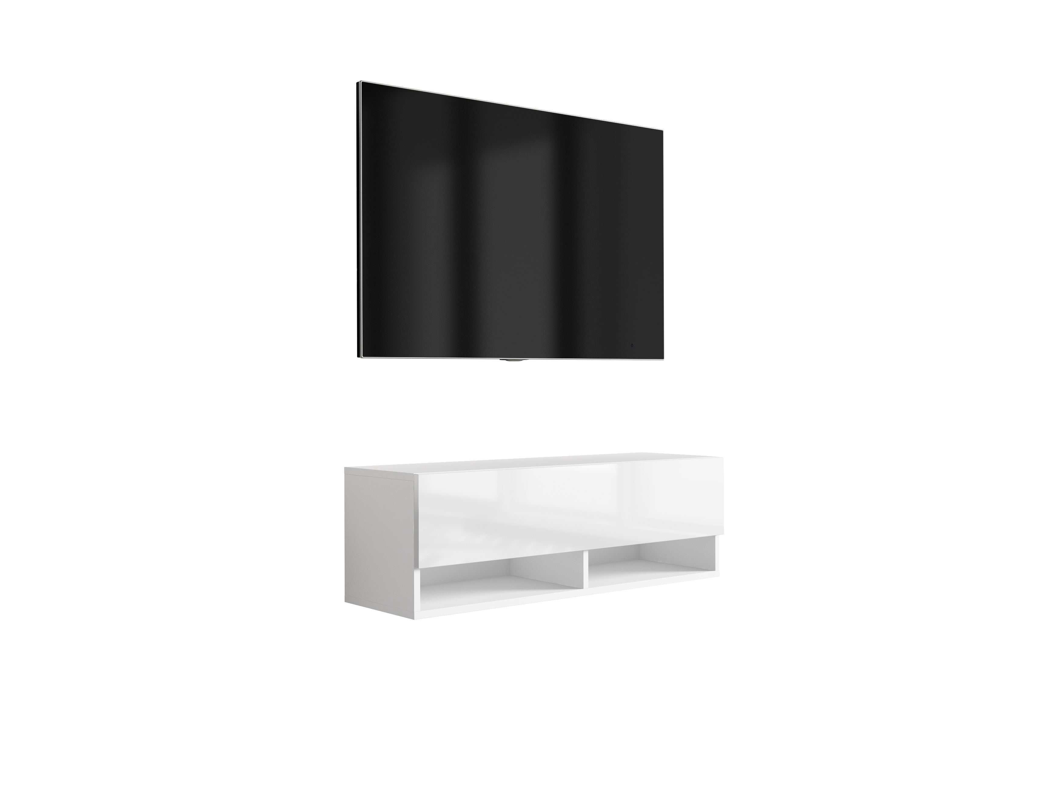 Szafka pod telewizor 100 cm Biały Mat / Biały Połysk, 100 × 32 × 34 cm
