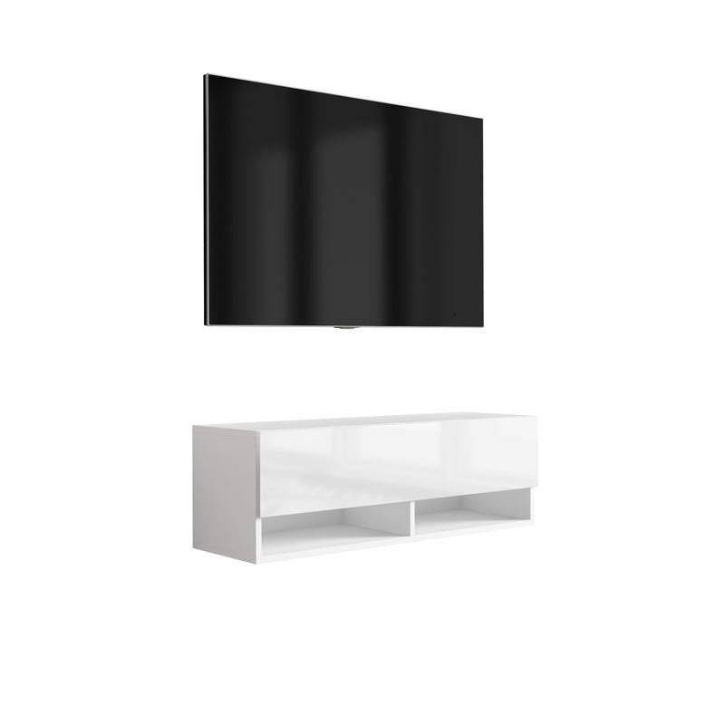 Szafka pod telewizor 100 cm Biały Mat / Biały Połysk, 100 × 32 × 34 cm