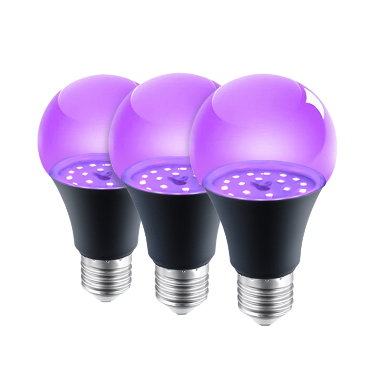 Żarówka LED UV, E27-9W-220V-400lm, A19 energooszczędna dekoracyjna żarówka nastrojowa, światło UV przyciągające komary (3 sztuki)