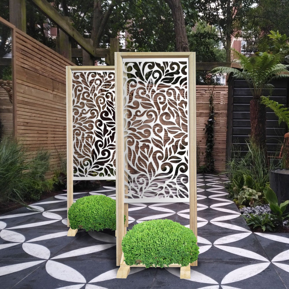 DECOR - Separè - Wolnostojący modułowy parawan - 70x190 cm - Wykonany z drewna i PVC, kolor wewnętrzny BIAŁY