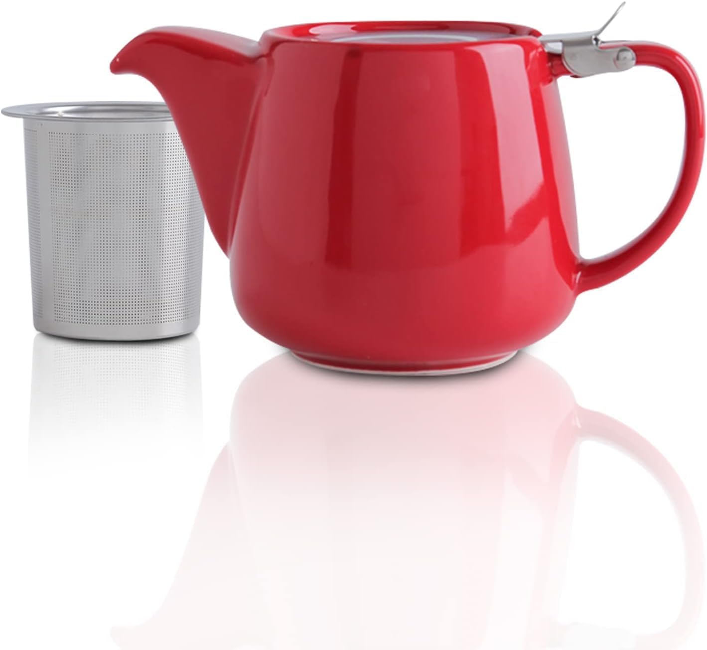 Porcelanowy czajniczek z pokrywką i wyjmowanym zaparzaczem – 1200 ml Ceramiczny czajniczek do herbaty kwitnącej (czerwony)
