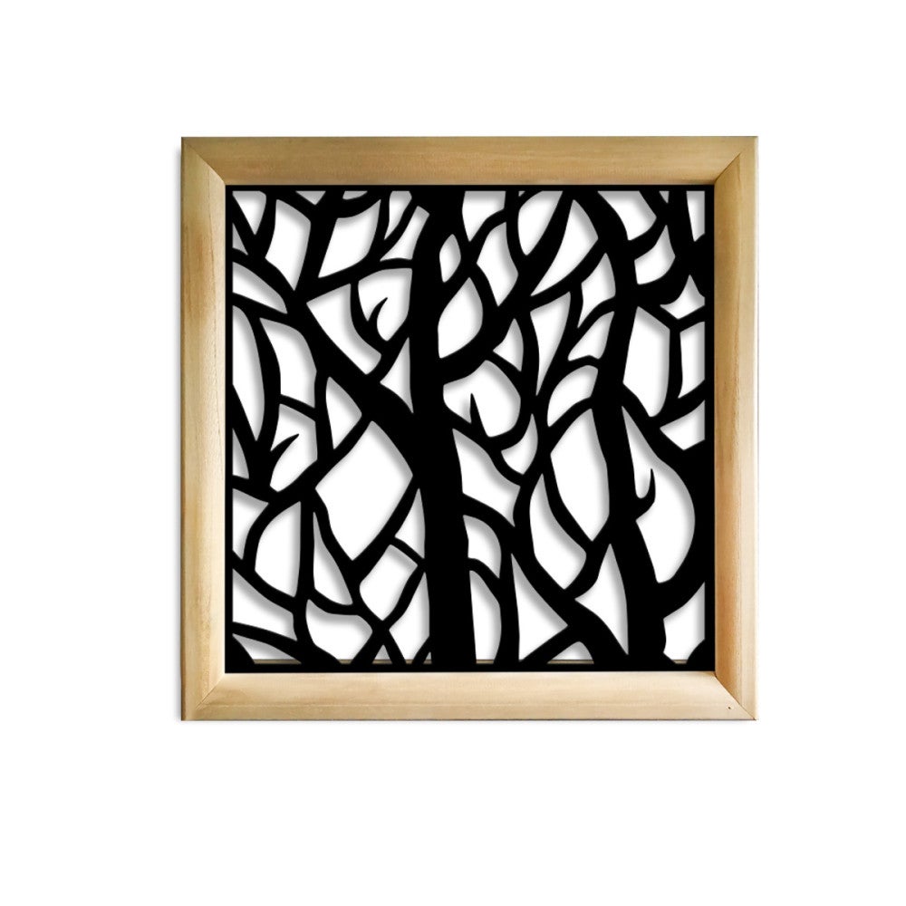 FOREST - Kwadratowe moduły dekoracyjne z drewna i PVC - Rozmiar 98x98 cm - Grubość 64 mm - Kolor wewnętrzny CZARNY