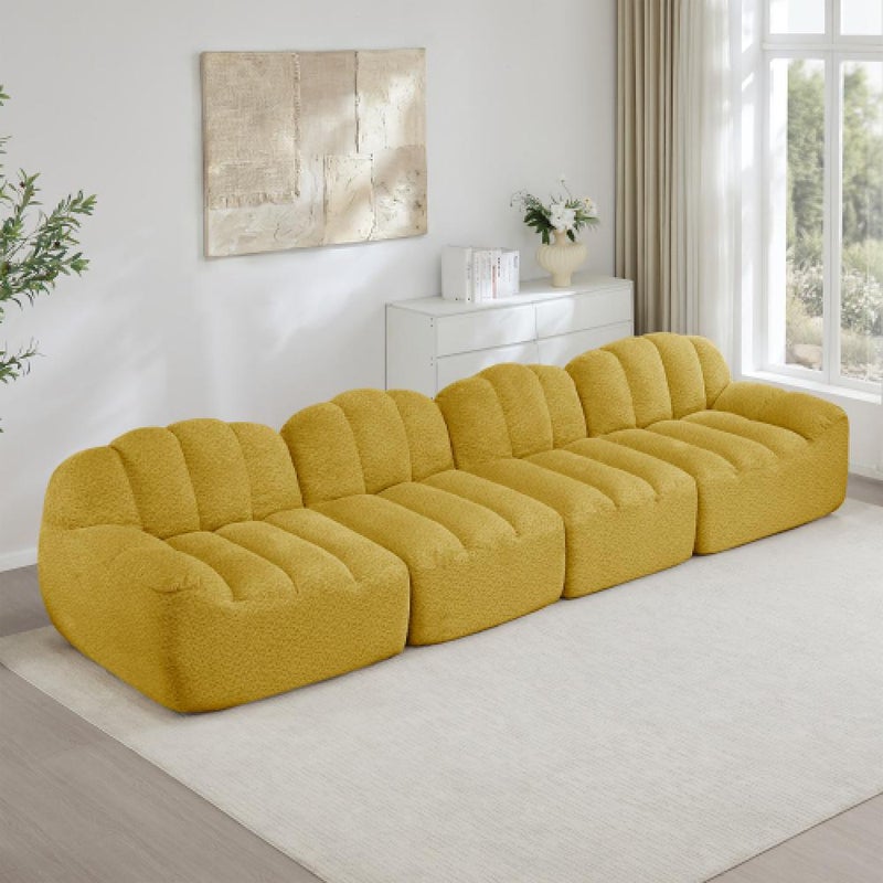 Modułowa sofa 4-osobowa w stylu muszli z głębokimi poduszkami, odpowiednia do salonów i mieszkań, nie wymaga montażu