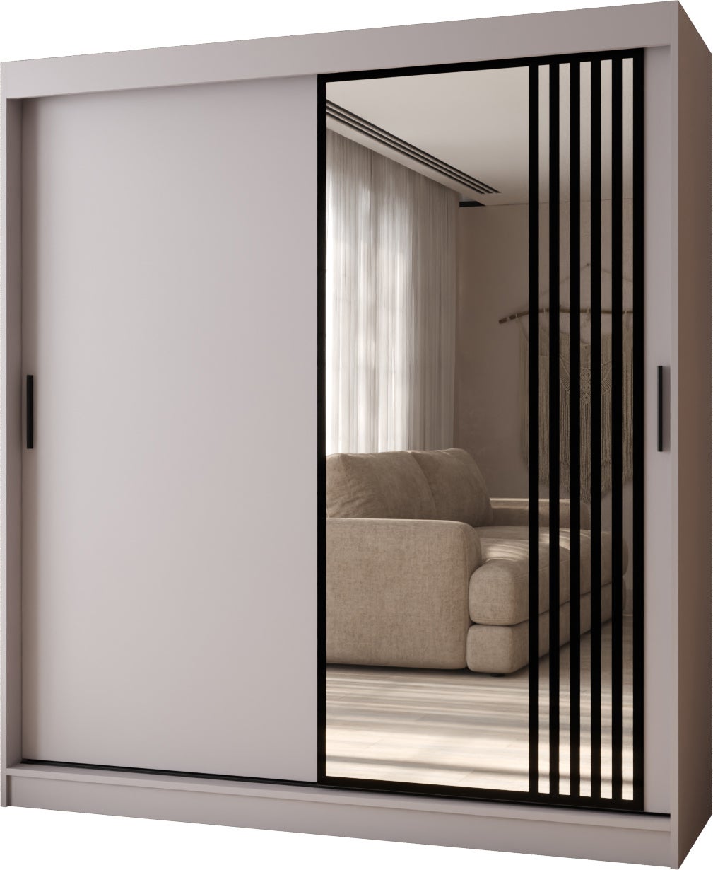 Szafa przesuwna z lustrem GLOSSY 180 x 62 x 200 kaszmir + u. czarny