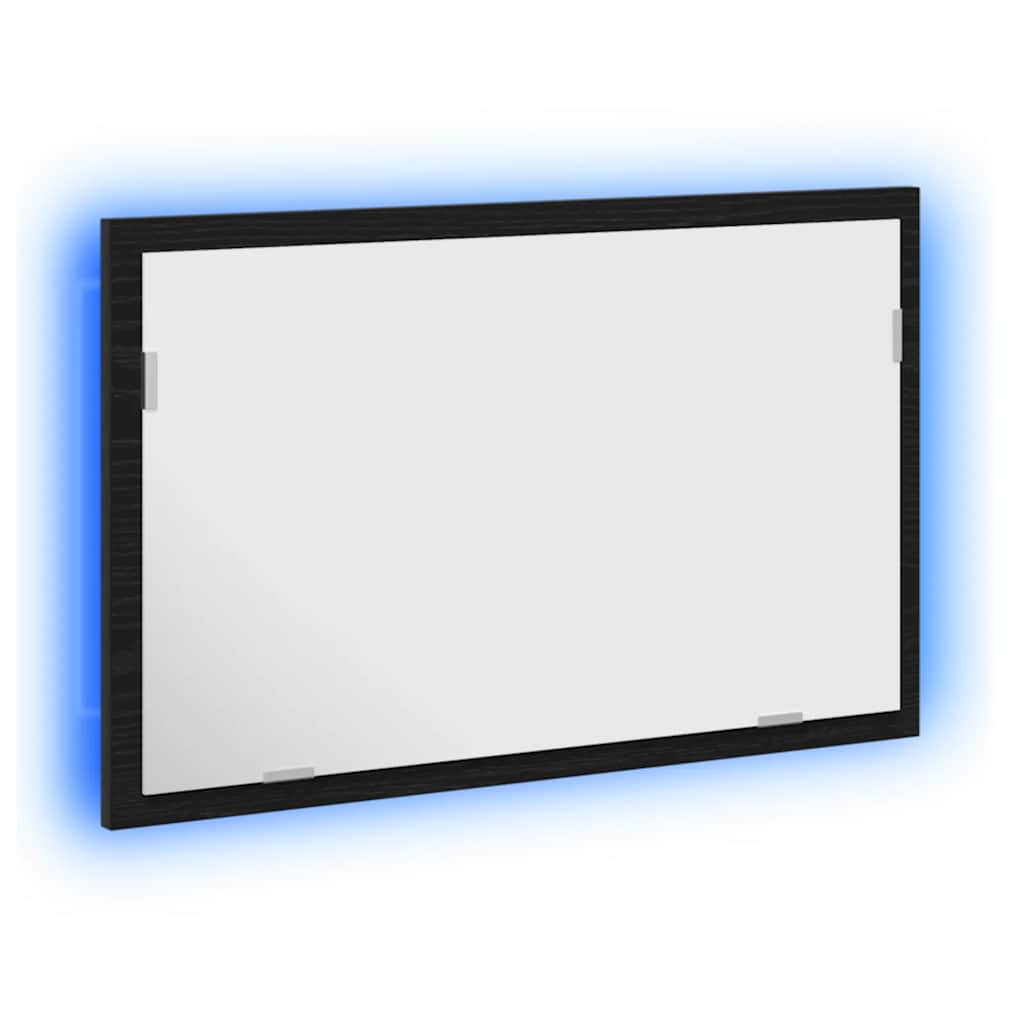 Lustro łazienkowe z oświetleniem LED, czarny dąb, 60x8,5x37 cm