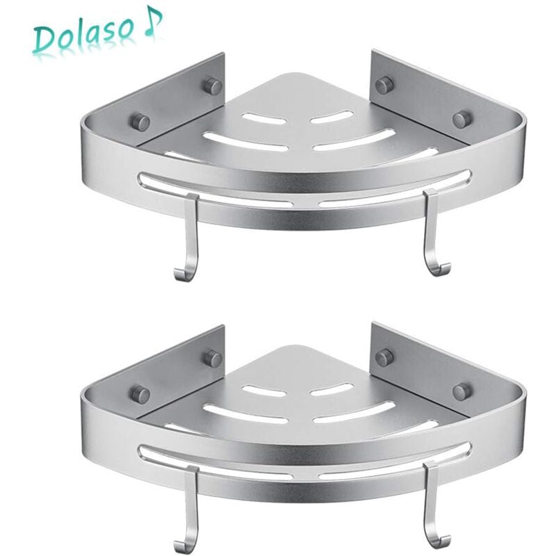 Półka na prysznic narożna, półka do łazienki bez wiercenia, koszyk do przechowywania na prysznic, aluminiowa półka przylepna, serwitor (trójkąt, 2 szt