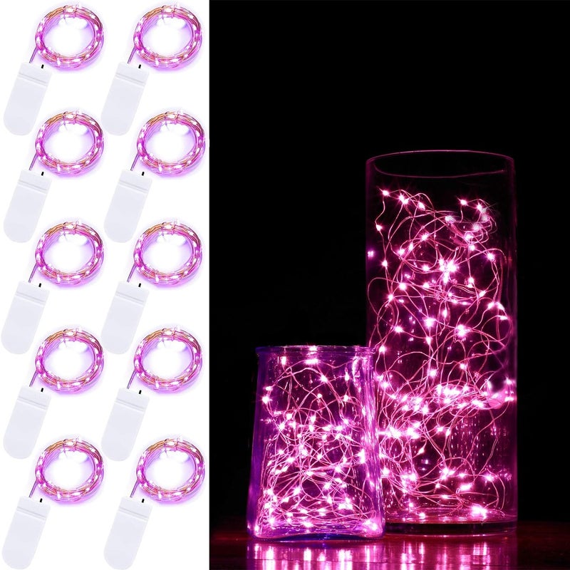 sztuk Lampki Fairy Light LED zasilane bateriami wodoodporne lampki choinkowe z drutu miedzianego Starry dekoracji DIY Boże Narodzenie wesele Różowe