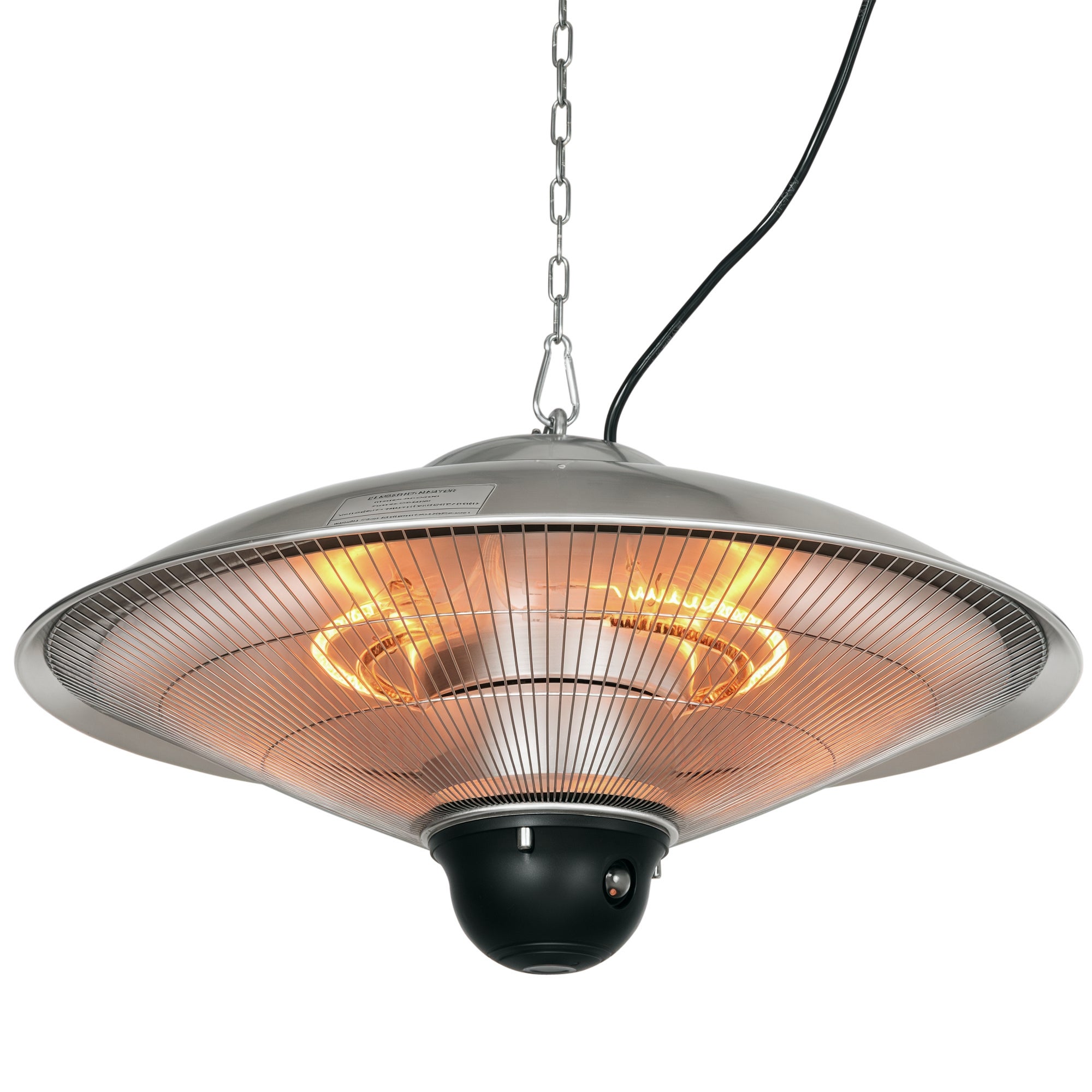 Sufitowy Zewnętrzny grzejnik 1010/2210W podczerwień Piec z pilot Ø58.5 x 33 cm 12.6 m² srebrny