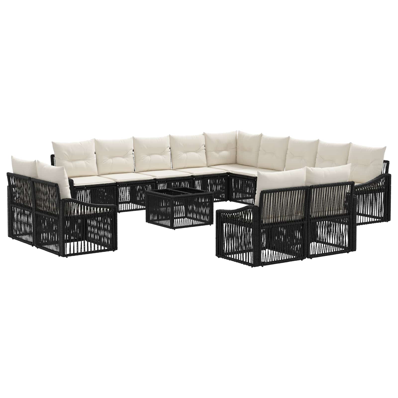 Zestaw Sof na Ogród 14 pcs Czarny polirattan vidaXL