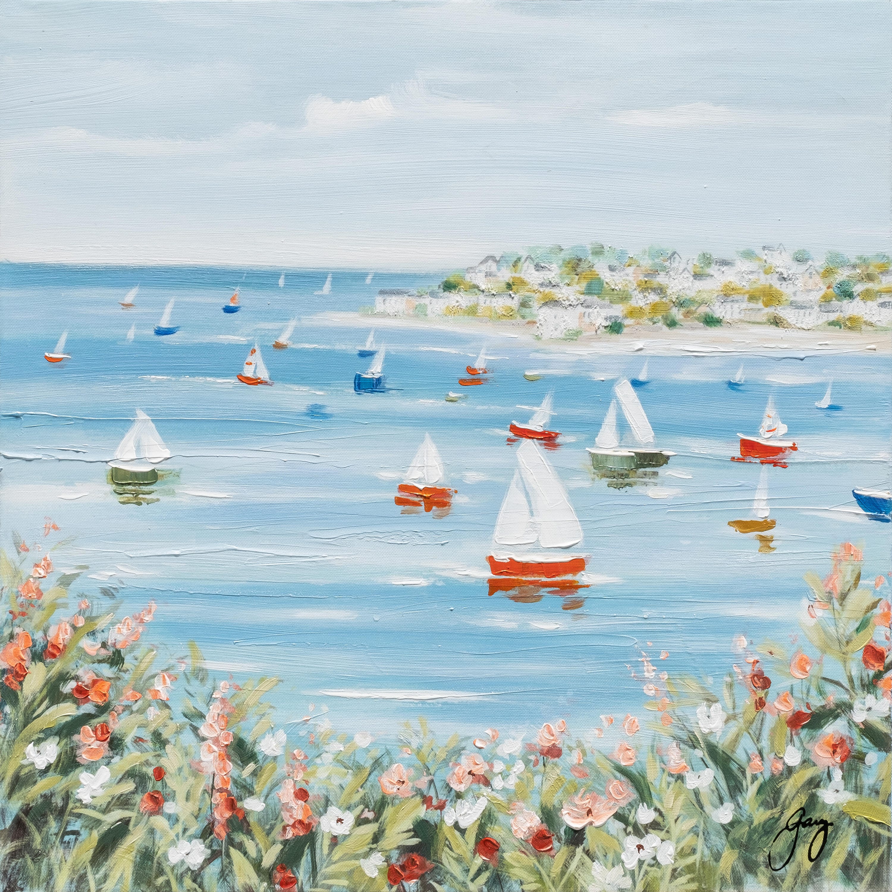 Obraz na płótnie bez ramy Łódź Zatoka Kwiat, wielokolorowy, 60 x 60 cm