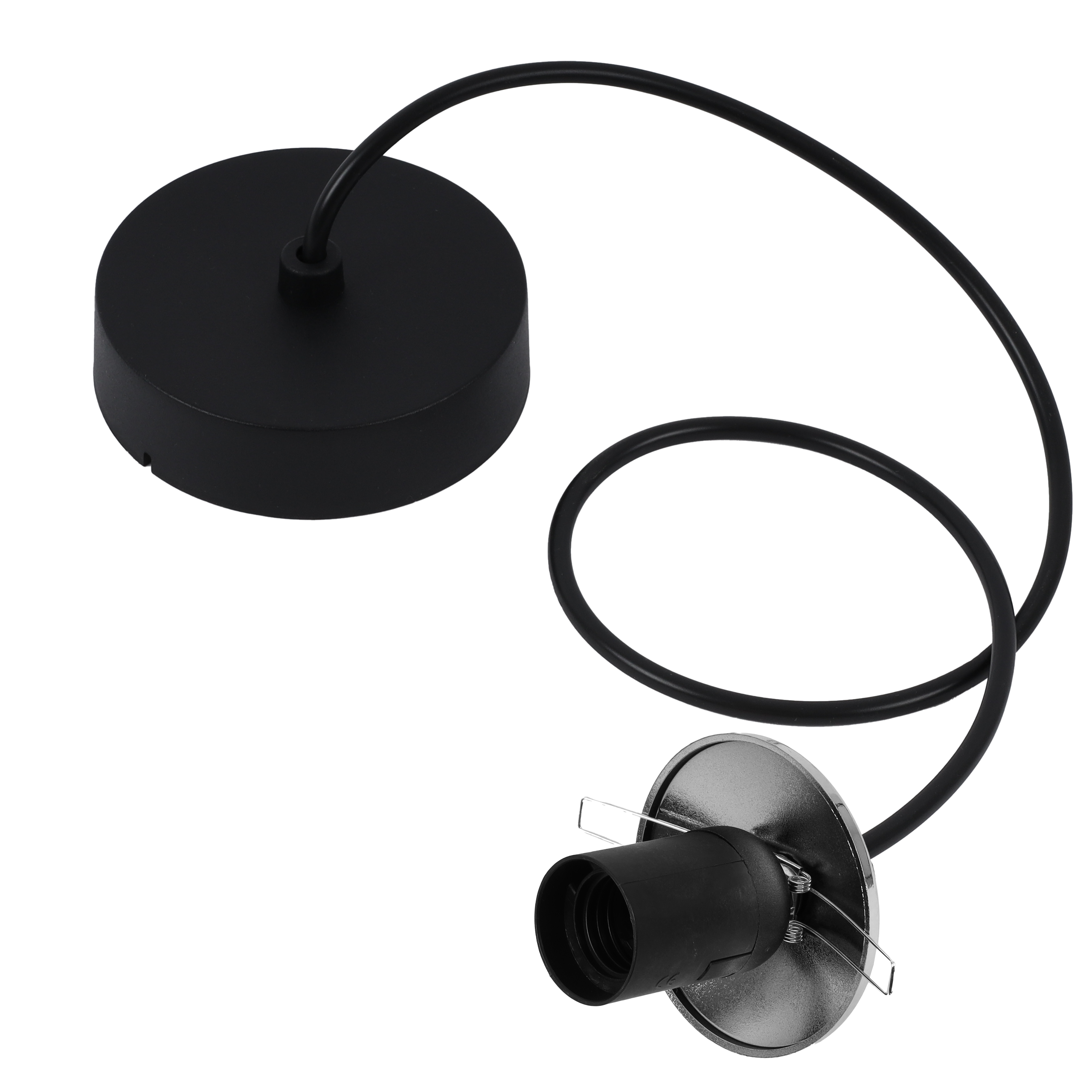 Zawiesie do lampy wiszącej 100cm oprawka talerzyk E27 czarno-srebrny