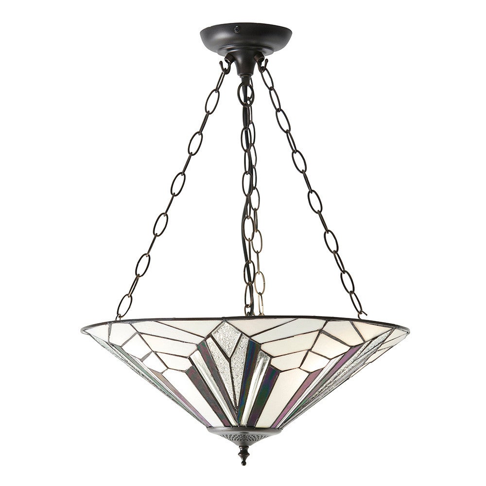Lampa sufitowa geometryczna ASTORIA brązowa 3xE27x40W szkło wym:100x48x48cm IP20 Tiffany