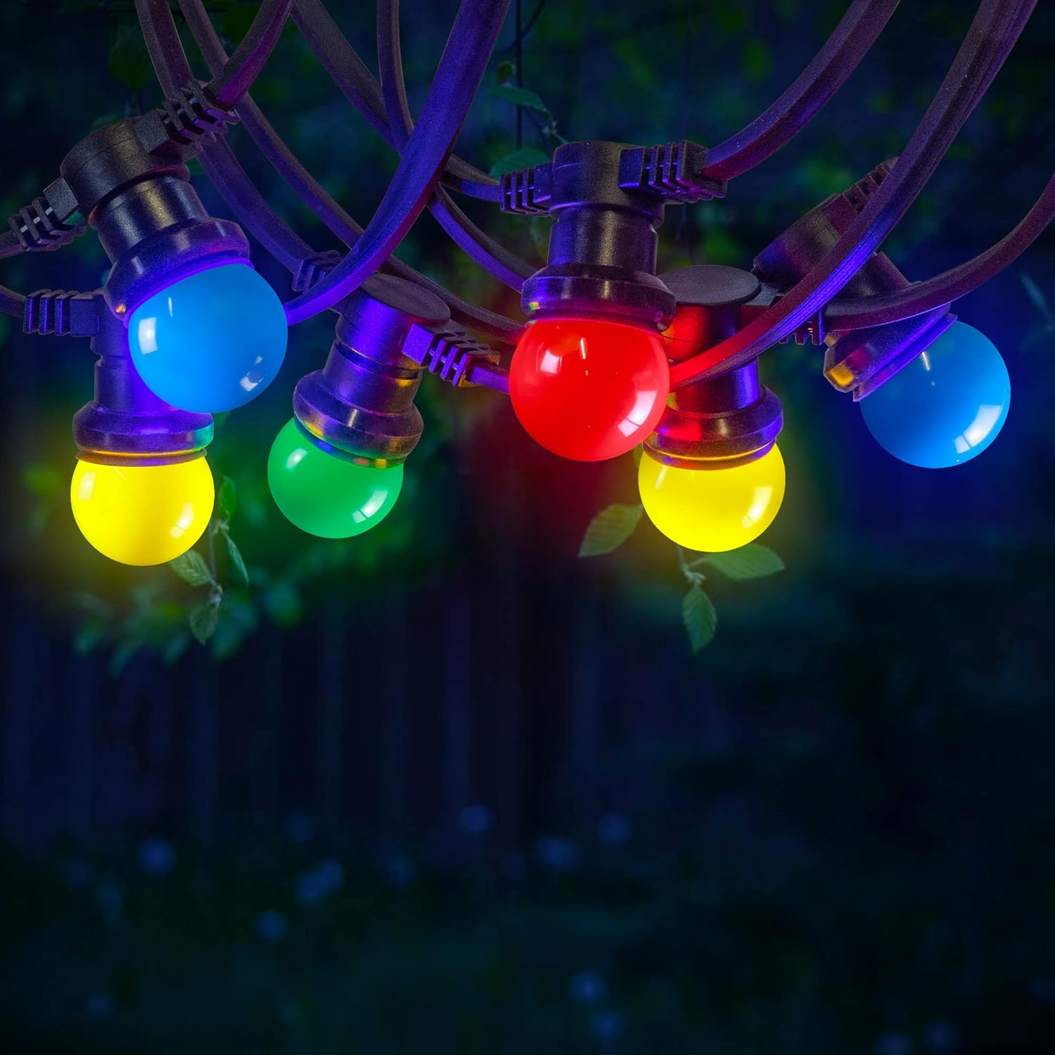 10M wielokolorowych lampek choinkowych IP65 - zewnętrzne lampki choinkowe elektryczne 20 żarówek niebieski czerwony żółty zielony - zewnętrzne lampki