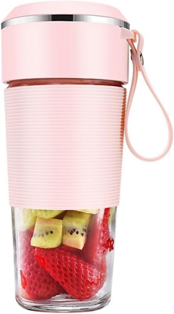 Akumulatorowy blender elektryczny bezprzewodowy - 6 ostrzy ze stali nierdzewnej - do świeżych soków, koktajli i koktajli mlecznych (różowy)