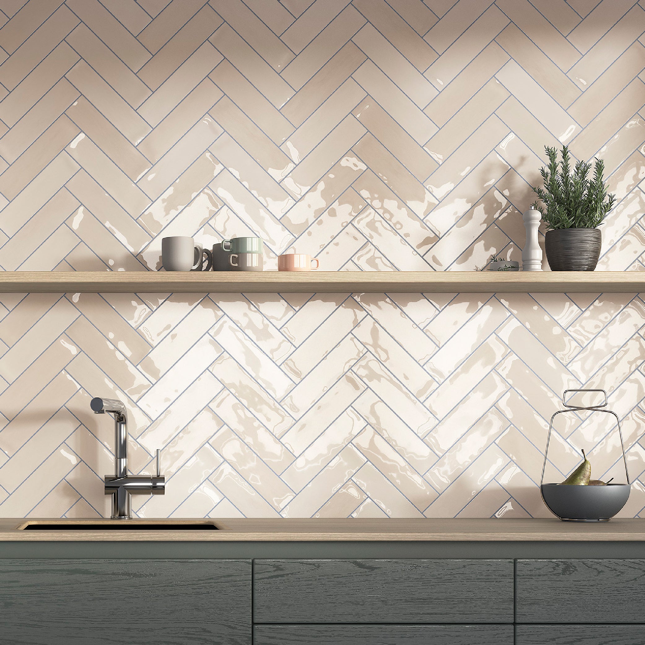 Płytka do wnętrz i na zewnątrz. Gres porcelanowy Premium z kolekcji Zellige Ivory 7x28 cm.