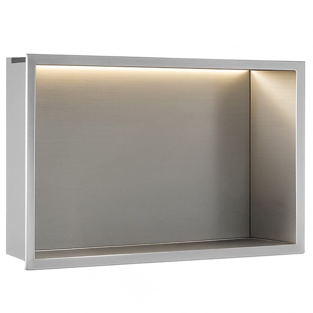 Półka Łazienkowa Wnękowa Rea Stal Szczotkowana , Stal Nierdzewna 30X45 Led