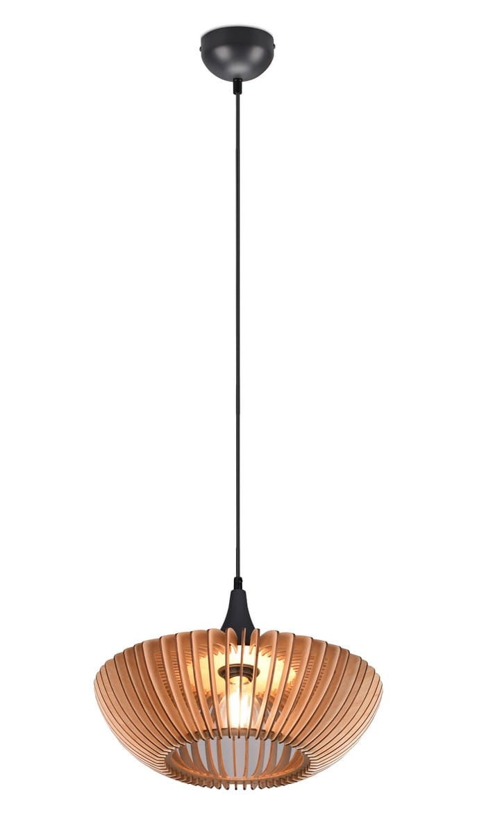 Lampa sufitowa wisząca Colino czarna-jasne drewno 1xE27x40W wym: 150 x 40 x 40 cm metal Trio