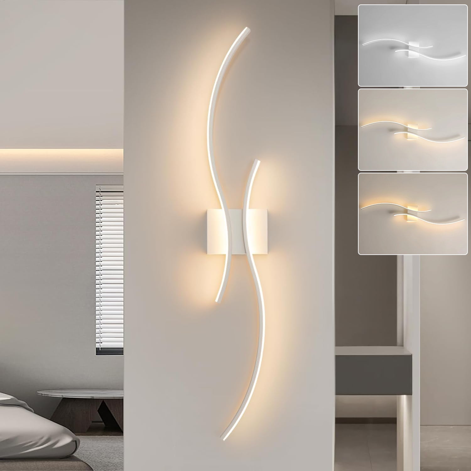 Lampa ścienna LED cm x cm nowoczesna zakrzywiona lampa ścienna wewnętrzna lampa nocna lampa sufitowa temperatura barwowa K K