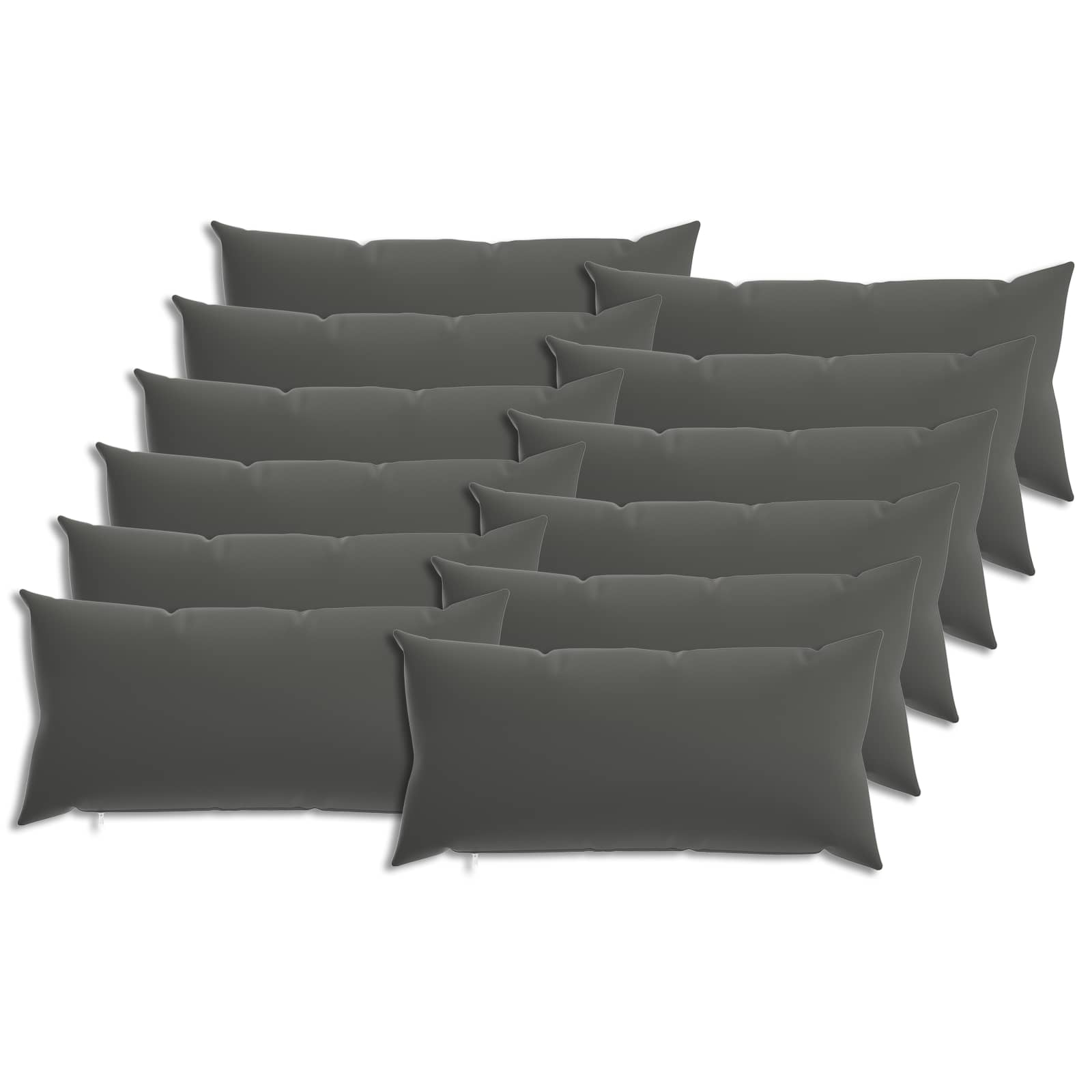 12x Poszewka Dekoracyjna na Poduszkę 40x80 cm Antracytowa