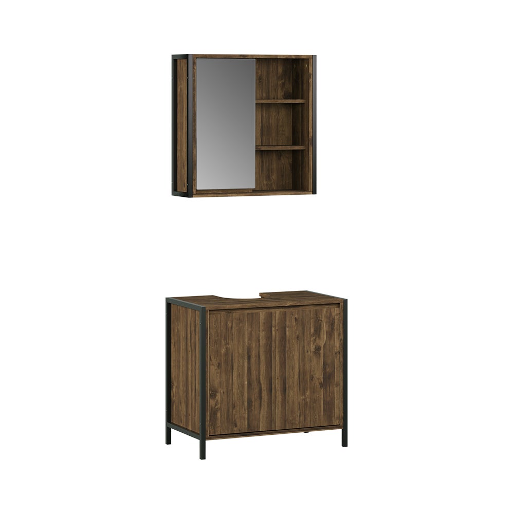 Vicco Zestaw mebli łazienkowych Naola, Dąb/Czarny, 2-częściowy