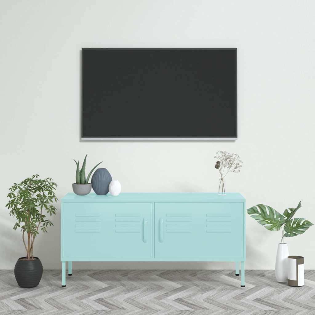 Szafka pod telewizor, miętowa, 105x35x50 cm, stalowa vidaXL