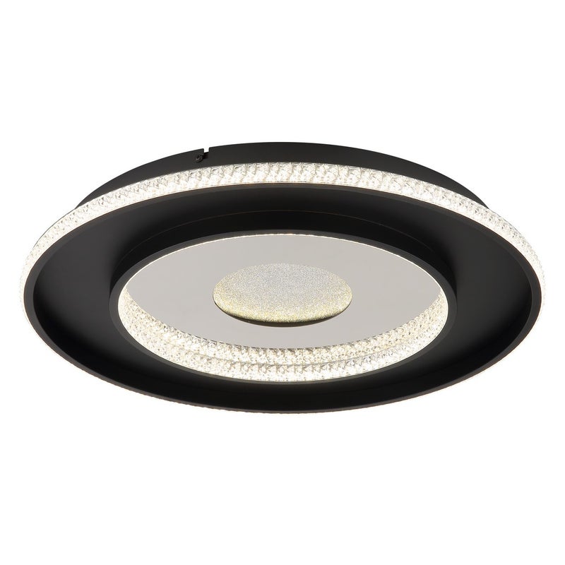 Półwpuszczana lampa sufitowa z wbudowanymi diodami LED, matowa czerń, ściemnialne diody LED 2700-6500 K, pilot i timer