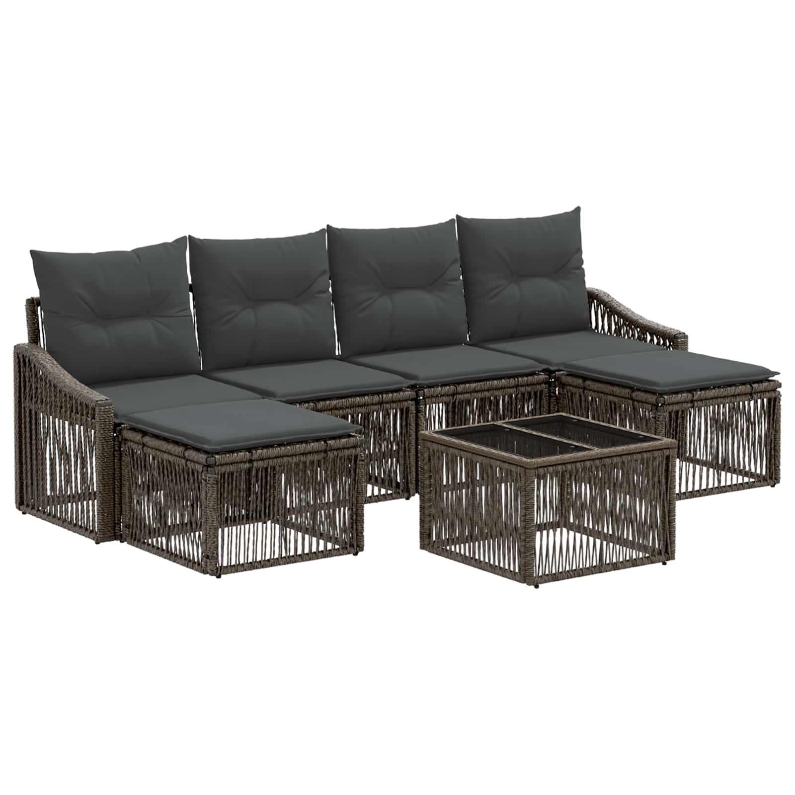 Zestaw Sof na Ogród 7 pcs Szary polirattan vidaXL