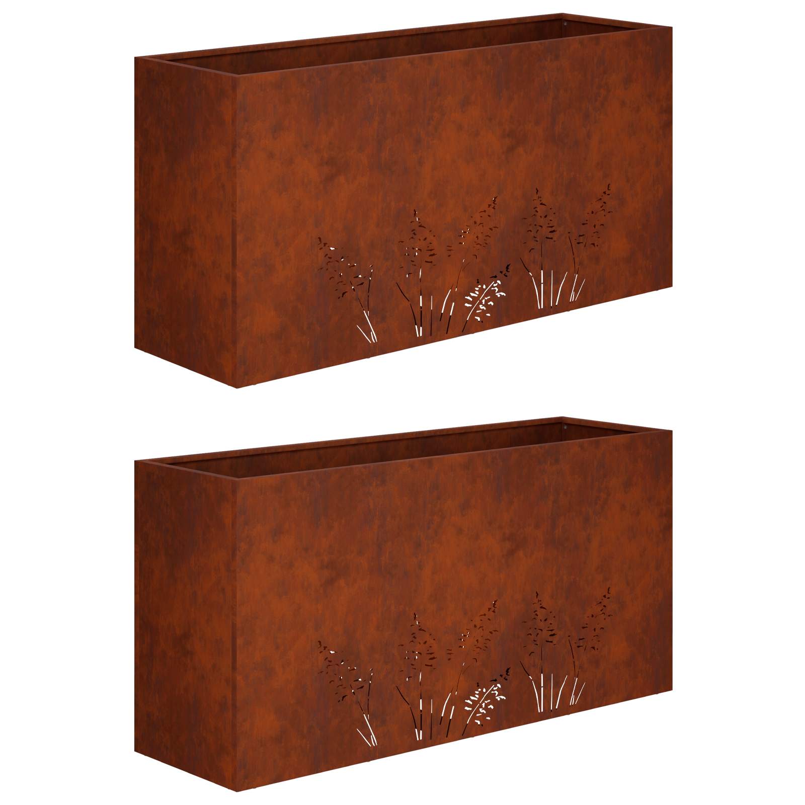 2x Donica Ogrodowa Corten 100x20x49 cm Rdzawa na Taras na Balkon