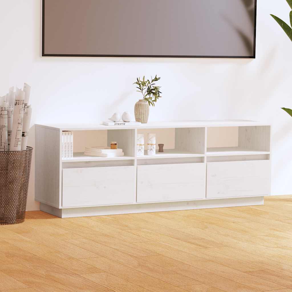 Szafka pod telewizor, biała, 140x37x50 cm, lite drewno sosnowe vidaXL