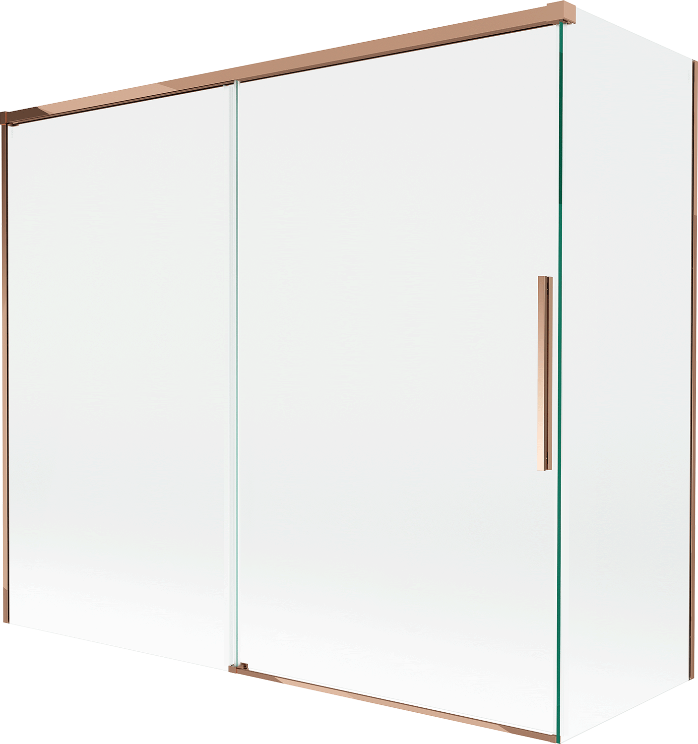 Mexen Rox parawan nawannowy 2-skrzydłowy rozsuwany 180 + 80 x 150 cm, transparent, różowe złoto - 8C9-180-080-60-00