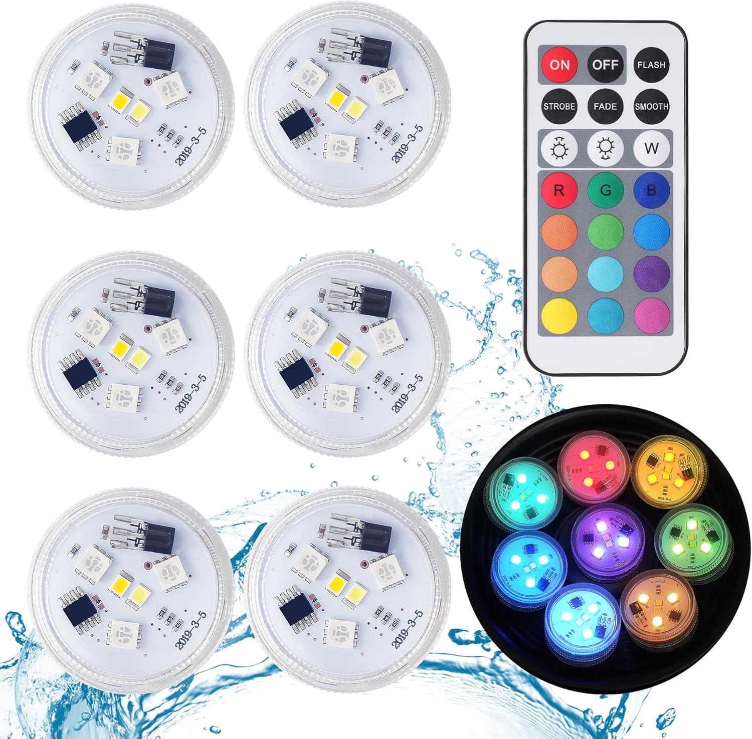 6 sztuk miniaturowych, zanurzalnych lampek LED, wodoodporne, wielokolorowe, podwodne lampki RGB, świeczki LED z pilotem do basenu, stawu, akwarium