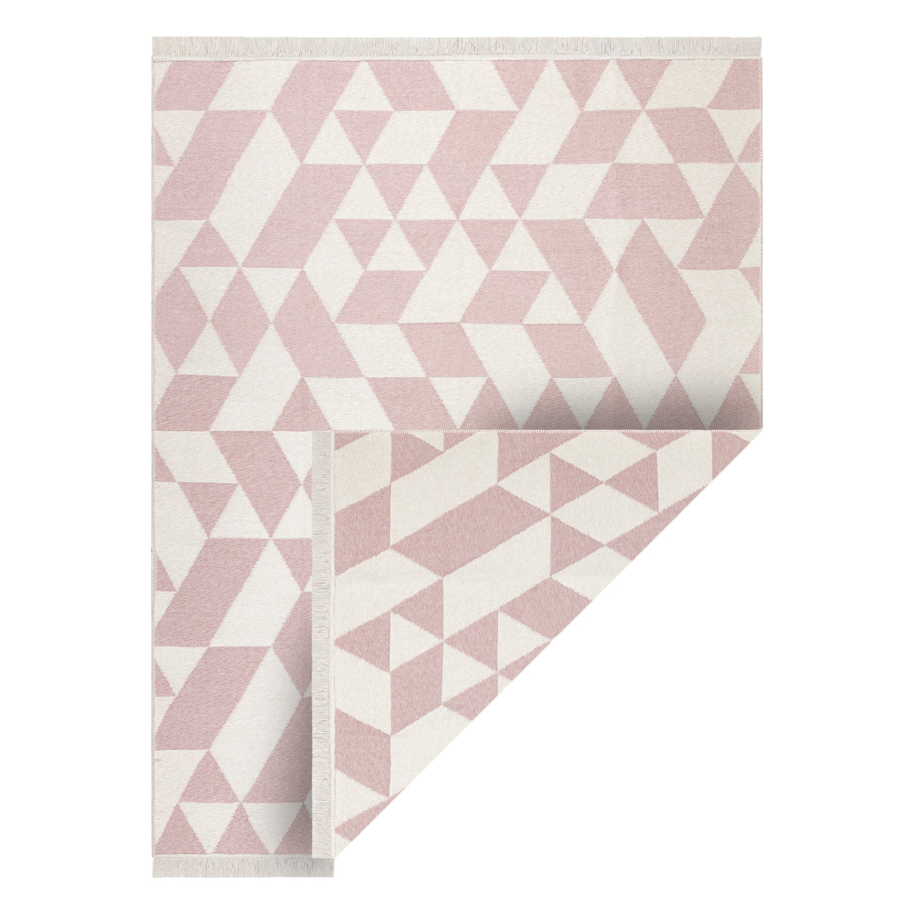 Dywan TWIN 22992 Geometryczny, bawełna, dwustronny Ekologiczny frędzle - różowy / krem 180x270 cm
