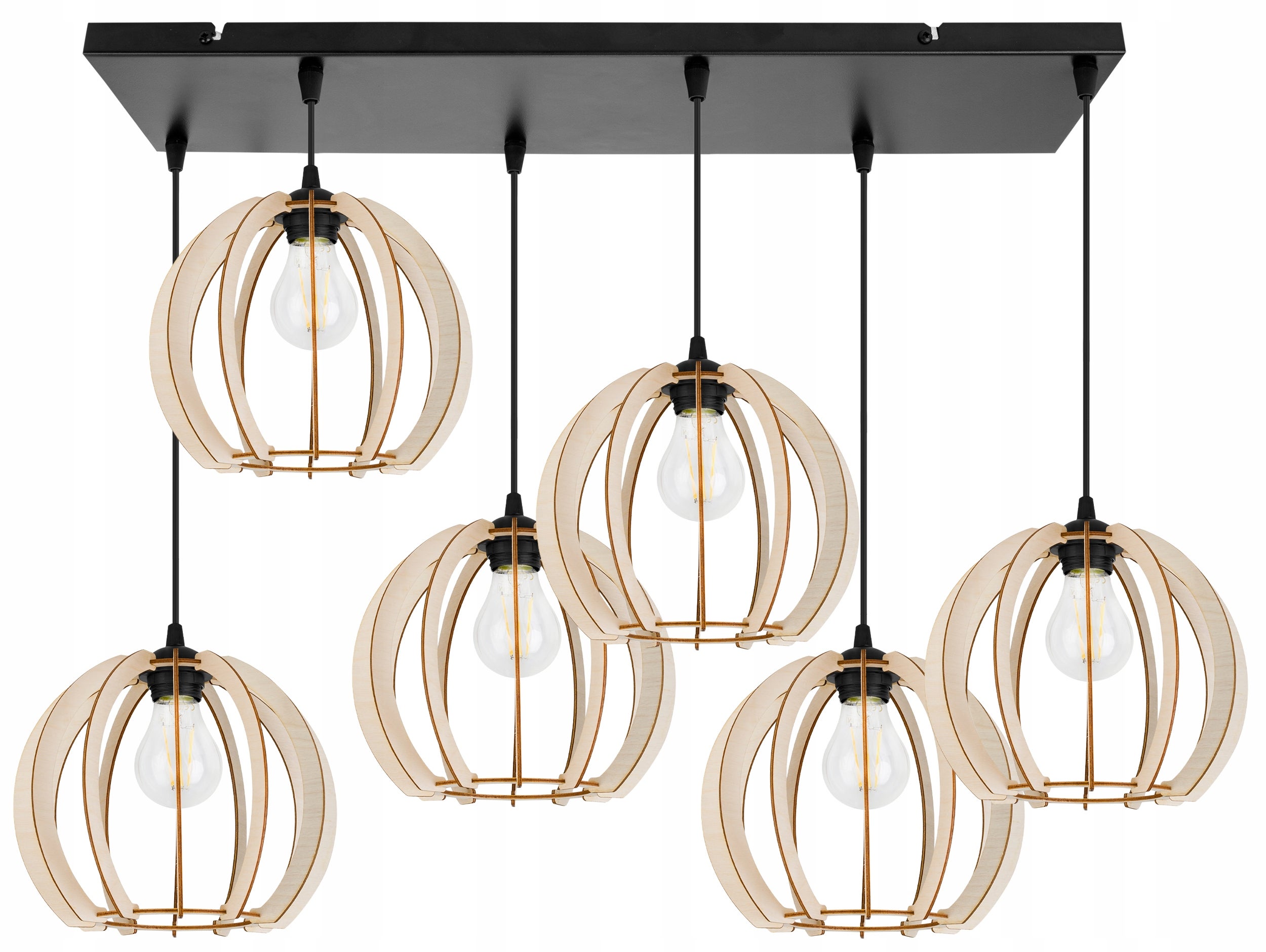 Lampa sufitowa wisząca Light Home LH Timber Drewno 6x E27 60W czarny