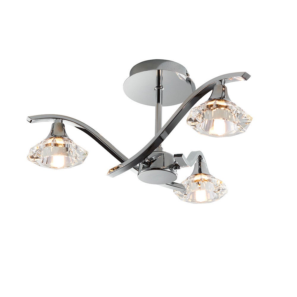 Lampa sufitowa dekoracyjna chromowana kryształowe klosze 3xG9 3W LANGELLA Endon